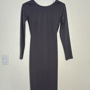 Elegant gray Long Sleeve Dress shimmery